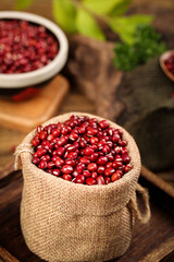 Red Adzuki Beans in Burlap Sack Guizhou Farmhouse Style Organic Legumes Traditional Food Storage