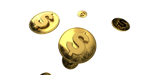 3d render stamp money dollar sign element. doller coin golden