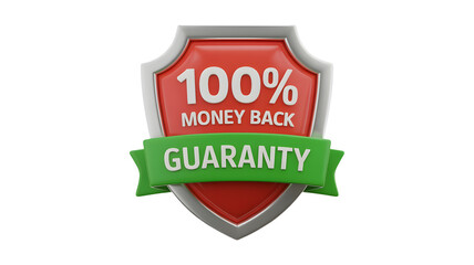 Secure 100 percent money-back guarantee shield badge emblem icon