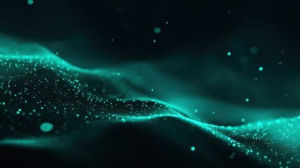 Abstract Digital Data Waves with Glowing Particles in Futuristic Style