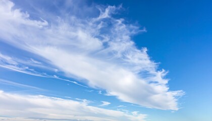 Vast Blue Sky with Wispy White Clouds.