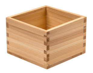 Minimalist Wooden Box with Smooth Finish, Front View, isolated on transparent background PNG