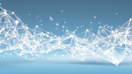 Abstract Digital Network Connection Visualization with Blue Background