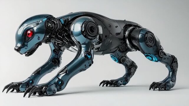 Futuristic metallic dog-like robot
