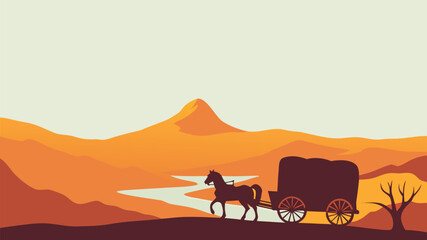 pioneer day background illustration with west american emigrant wagon suitable for use on pioneer day event in united states  © RABBI