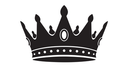 Black Silhouette Crown on White Background