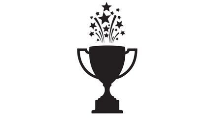 Trophy Cup Silhouette with Bursting Stars