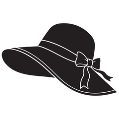 Silhouette of a Fashionable Sun Hat with a Bow