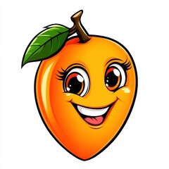 Playful cartoon mango character vibrant art style whimsical environment cheerful mood engaging design