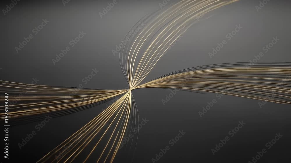 Poster abstract gold lines flowing on black background seamless loop