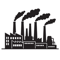 Fototapeta premium Silhouette of an Industrial Factory Emitting Smoke