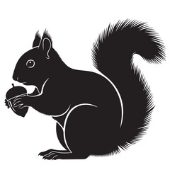 Silhouette Illustration of a Squirrel Holding an Acorn