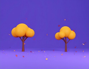 Two cartoon trees with autumn leaves