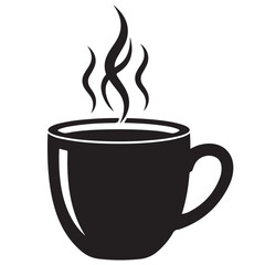 Black Silhouette Steaming Mug Icon for Hot Beverage