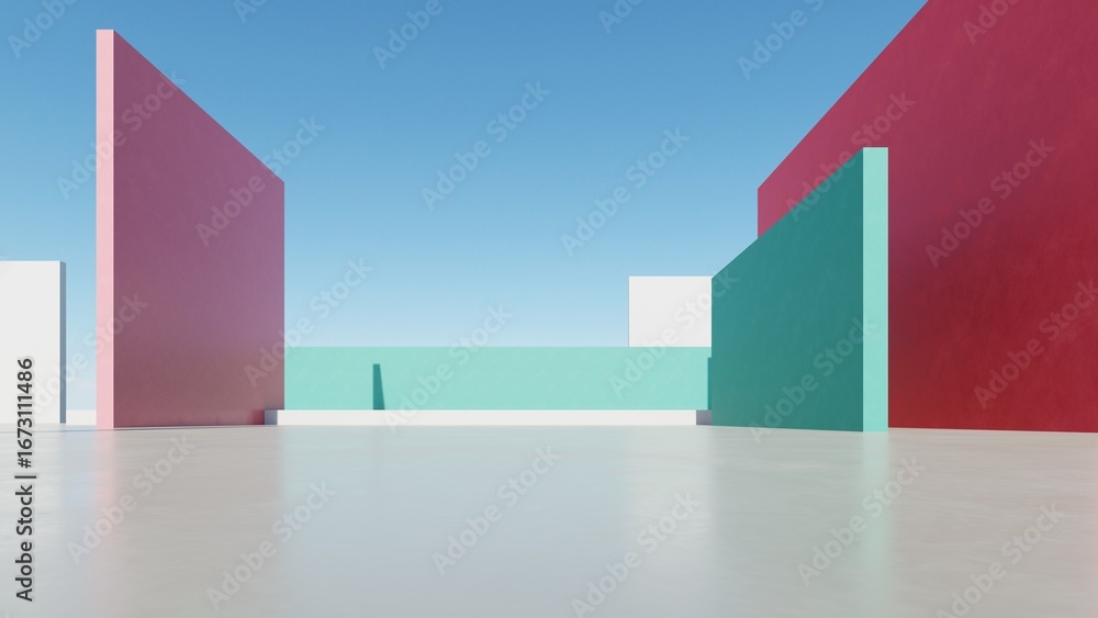 Poster 3d illustration of abstract modern architecture background, minimal geometry architectural design, c