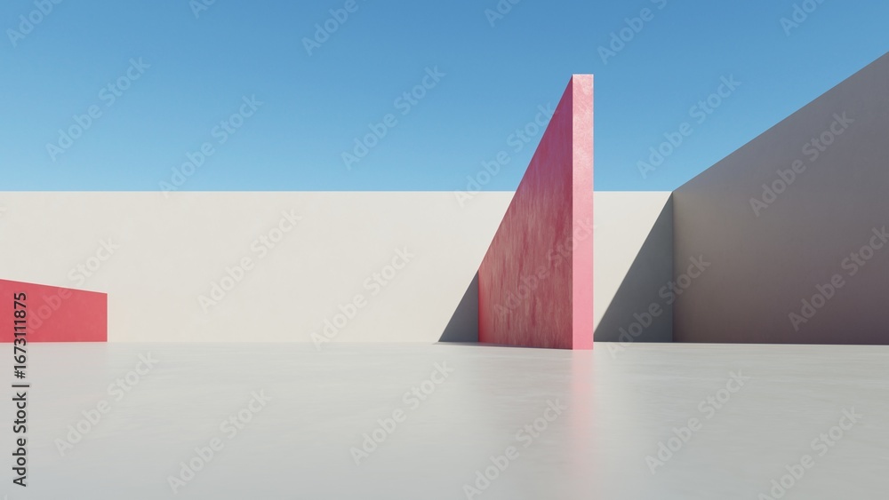 Aufkleber 3d illustration of abstract modern architecture background, minimal geometry architectural design, c