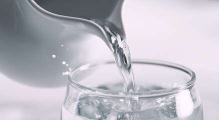 Water being poured from an elegant glass water,