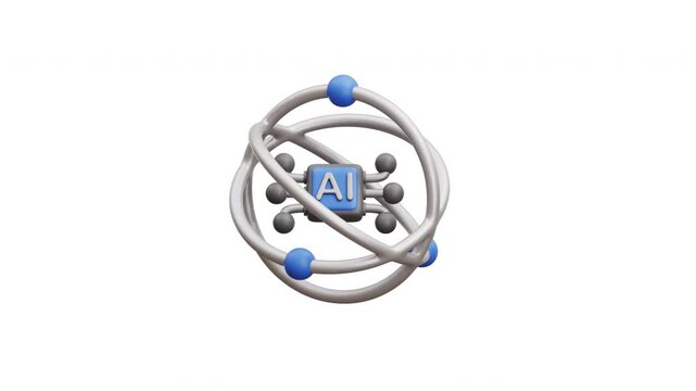 Ai chip encased within an atomic structure diagram,Perfect for articles discussing artificial intelligence, chip technology, and atomic structures