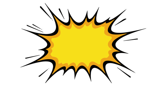 Cartoon explosion with a yellow center and black outline, resembling a comic book style burst.