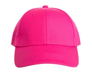  Bright Pink Baseball Cap with Solid Fabric Panels, Front View, Isolated PNG