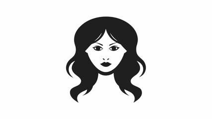 Illustration of a woman with dark hair and dark eyes isolated on a white background in a simple drawing | editable eps vectors silhouette
