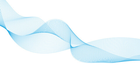 Abstract blue wave line vector banner template, modern technology background,  blue wave on white background, line stripe energy connection web music and sound.