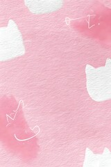 Soft watercolor background with subtle cat outlines