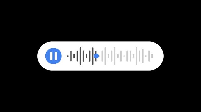 Animation of a voice message or audio message with a waveform, Minimalist UI in a modern mobile app style. black background. 4K