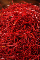 Fototapeta premium Red Dried Chili Pepper Flakes and Shredded Strips for Cooking and Seasoning