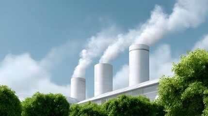 Fototapeta premium Modern biomass power plant blending seamlessly with the natural environment