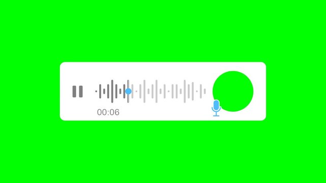Instant messaging app voice note animation playing sound on green background