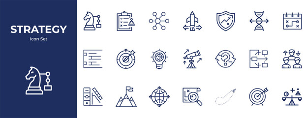 Strategic icon set collection for business planning and development projects