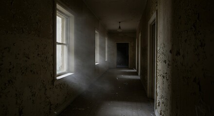 Obraz premium Abandoned haunted hallway