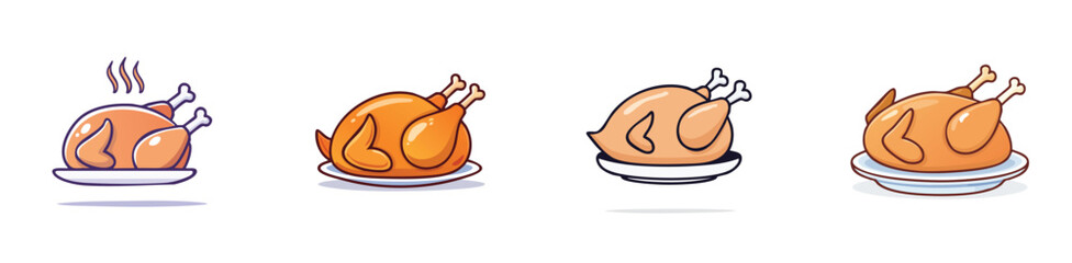 Roast Chicken vector illustration set featuring detailed, colorful design elements.