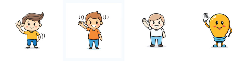 waving vector illustration set featuring detailed, colorful design elements.