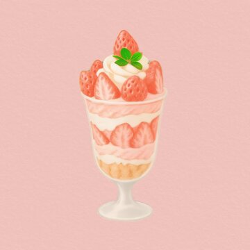 Delicious strawberry parfait dessert animation isolated asset, transparent 4K video, alpha channel, ProRes 4444
