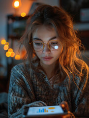 Young Woman Using AI Finance App