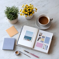 DIY scrapbook page in progress with crafting supplies