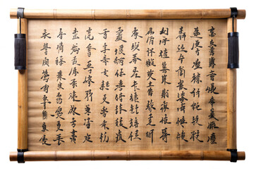 Authentic chinese calligraphy scroll unfurled displaying traditional brushstroke mastery transparent background