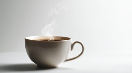 Obraz premium Hot beverage in a steaming ceramic cup.
