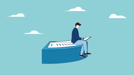 Part-time job, side job or small business, additional work outside working hours, division or tome management, work tracking system or day planning, businessman working using laptop over hours cut
