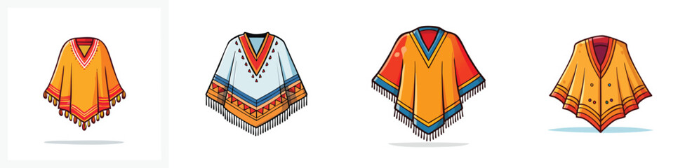 poncho vector pack in contemporary style with balanced composition.