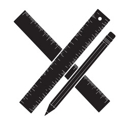 Black and White Drawing and Measuring Tools Crossed Icon