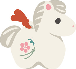 馬　うま　子馬　午　午年　土鈴　年賀　2026　年賀状素材　かわいい　和風モダン　イラスト