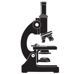 Black and White Microscope Silhouette for Scientific Research and Education