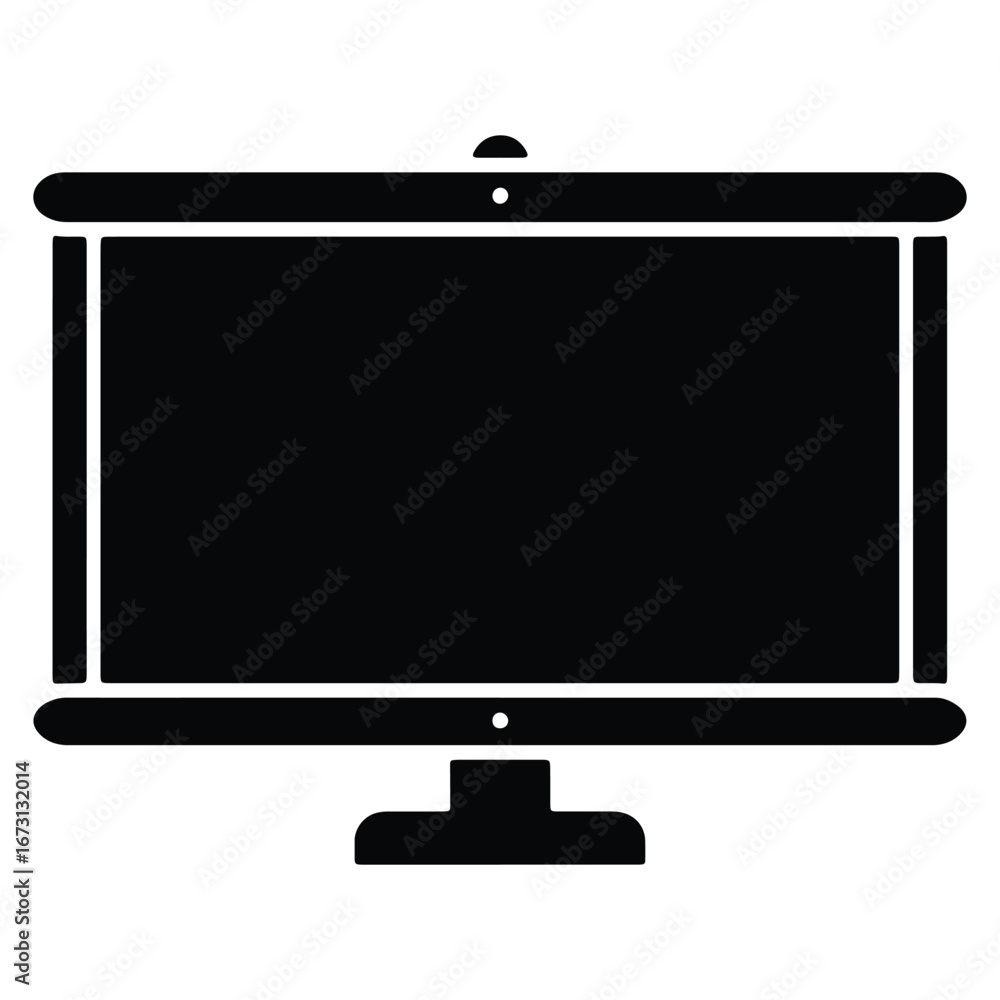 Poster modern computer monitor silhouette displaying technology and connectivity in a sleek and minimalist 