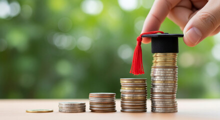 College savings plan concept: investing in education and future success with graduation cap