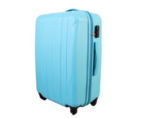 Pastel Blue Soft-Sided Trendy Suitcase with Front Pocket, Isolated on Transparent Background PNG