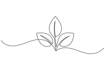 Continuous line drawing leaf vector minimal eco friendly botanical illustration