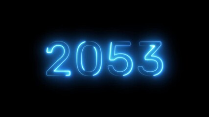 2053 New year text animation. Neon number 2053.